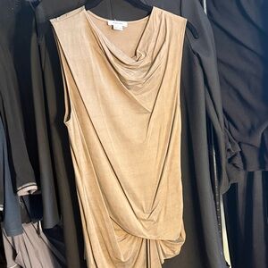 Chic Tan Sleeveless Drape Top